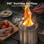 OUTDOORS 6.5inch Round Stainless Steel Metal Tabletop Fire Pit - Portable Smokeless Outdoor Fire Pit for Patio, Wood-Burning with Storage Bag