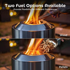 OUTDOORS 6.5inch Round Stainless Steel Metal Tabletop Fire Pit - Portable Smokeless Outdoor Fire Pit for Patio, Wood-Burning with Storage Bag