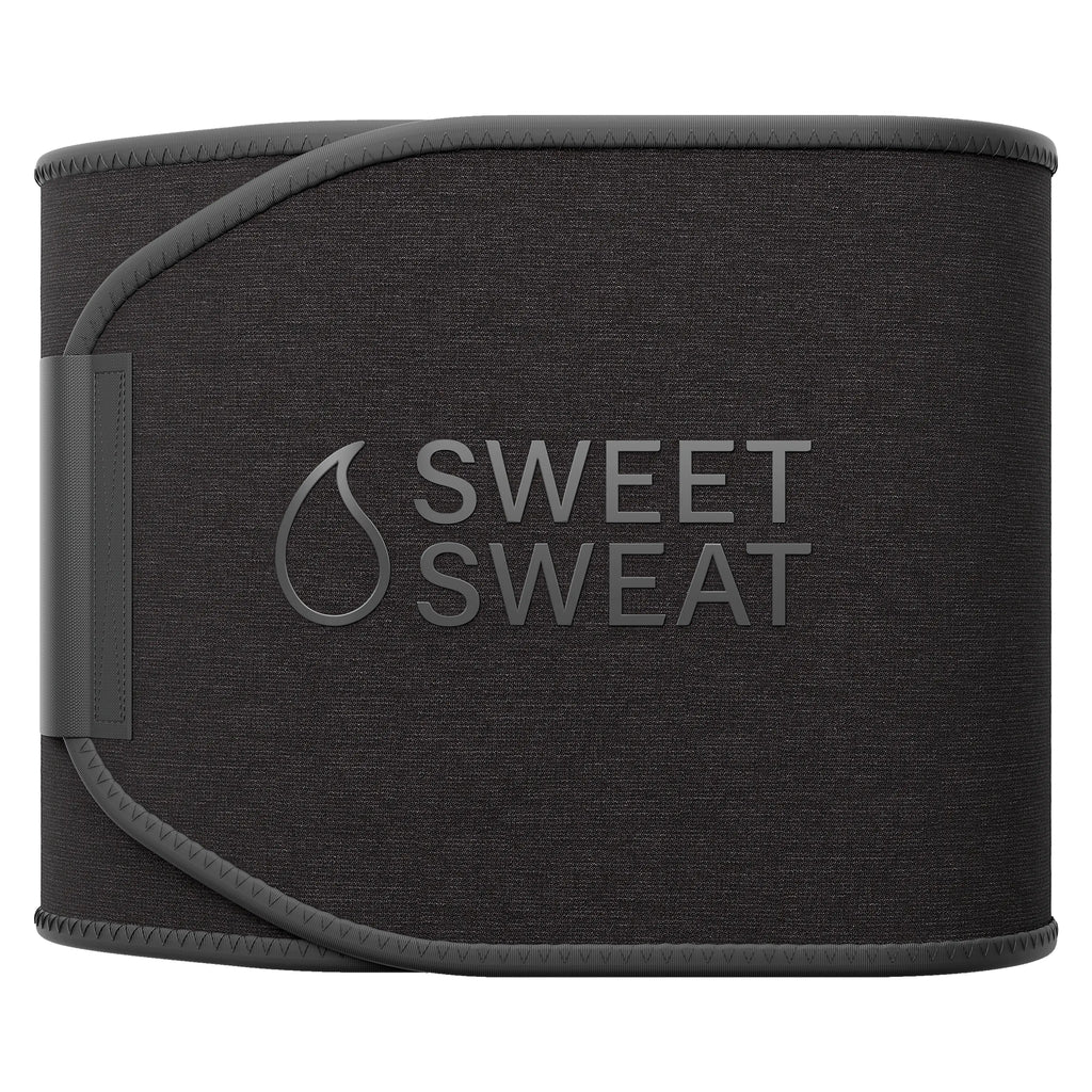 Sweet Sweat Ab Trainer for Women and Men - Sweat Band Waist Trainer Belt for High Intensity Training and Gym Workouts, 5 Adjustable Sizes - Black/pink